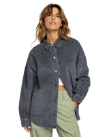 The Roxy Womens Kick Back Washed Cord Shacket in Phantom