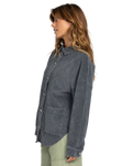 The Roxy Womens Kick Back Washed Cord Shacket in Phantom