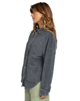 The Roxy Womens Kick Back Washed Cord Shacket in Phantom