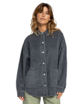 The Roxy Womens Kick Back Washed Cord Shacket in Phantom