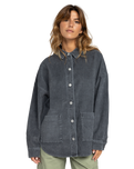 The Roxy Womens Kick Back Washed Cord Shacket in Phantom