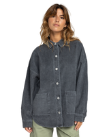 The Roxy Womens Kick Back Washed Cord Shacket in Phantom