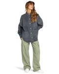 The Roxy Womens Kick Back Washed Cord Shacket in Phantom