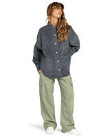 The Roxy Womens Kick Back Washed Cord Shacket in Phantom