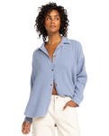 The Roxy Womens Morning Time Washed Shirt in Infinity Blue