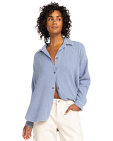 The Roxy Womens Morning Time Washed Shirt in Infinity Blue