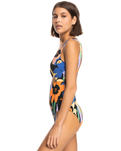 The Roxy Womens Color Jam One Piece Swimsuit in Anthracite Flower Jammin