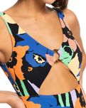 The Roxy Womens Color Jam One Piece Swimsuit in Anthracite Flower Jammin