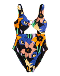 The Roxy Womens Color Jam One Piece Swimsuit in Anthracite Flower Jammin