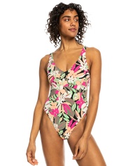 Beach Classics One Piece Swimsuit in Anthracite Palm Song