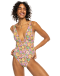 The Roxy Womens All About Sol One Piece Swimsuit in Rootbeer