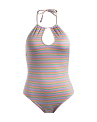 The Roxy Womens Wavy Stripe Swimsuit in Papaya