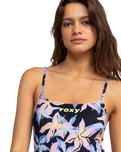 The Roxy Womens Active Basic Swimsuit in Anthracite Kiss