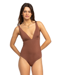 The Roxy Womens Silky Island D Cup Swimsuit in Rootbeer