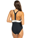 The Roxy Womens Active High Performance One Piece Swimsuit in Anthracite