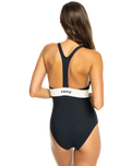 The Roxy Womens Active High Performance One Piece Swimsuit in Anthracite