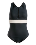 The Roxy Womens Active High Performance One Piece Swimsuit in Anthracite