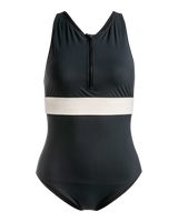 The Roxy Womens Active High Performance One Piece Swimsuit in Anthracite