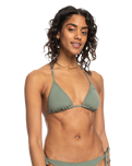 The Roxy Womens Beach Classic Modern Triangle Bikini Top in Agave Green