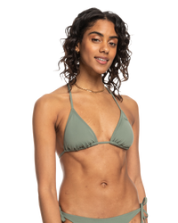 The Roxy Womens Beach Classic Modern Triangle Bikini Top in Agave Green