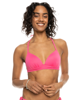 The Roxy Womens Beach Classics Moulded Triangle Bikini Top in Shocking Pink