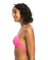 The Roxy Womens Beach Classics Moulded Triangle Bikini Top in Shocking Pink