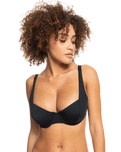 The Roxy Womens Beach Classic Underwire D Cup Bikini Top in Anthracite