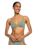 The Roxy Womens Beach Classics Triangle Bikini Top in Agave Green