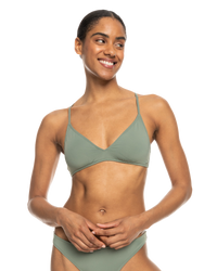 The Roxy Womens Beach Classics Triangle Bikini Top in Agave Green