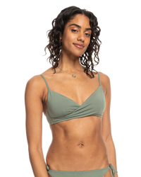 The Roxy Womens Beach Classic Wrap Bikini Top in Agave Green