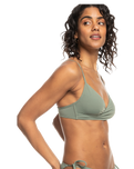 The Roxy Womens Beach Classic Wrap Bikini Top in Agave Green