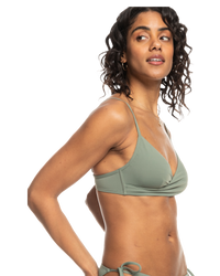 The Roxy Womens Beach Classic Wrap Bikini Top in Agave Green