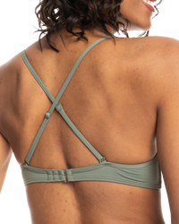 The Roxy Womens Beach Classic Wrap Bikini Top in Agave Green