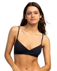 The Roxy Womens Beach Classic Wrap Bikini Top in Anthracite