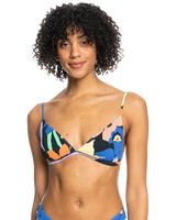 The Roxy Womens Color Jam Fixed Tri Bikini Top in Anthracite Flower Jammin