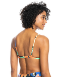 The Roxy Womens Color Jam Fixed Tri Bikini Top in Anthracite Flower Jammin