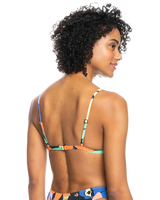 The Roxy Womens Color Jam Fixed Tri Bikini Top in Anthracite Flower Jammin