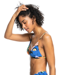 The Roxy Womens Color Jam Fixed Tri Bikini Top in Anthracite Flower Jammin