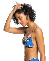 The Roxy Womens Color Jam Fixed Tri Bikini Top in Anthracite Flower Jammin