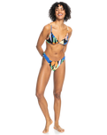 The Roxy Womens Color Jam Fixed Tri Bikini Top in Anthracite Flower Jammin