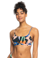 The Roxy Womens Color Jam Bralette Bikini Top in Anthracite Flower Jammin