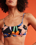 The Roxy Womens Color Jam Bralette Bikini Top in Anthracite Flower Jammin