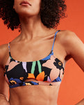 The Roxy Womens Color Jam Bralette Bikini Top in Anthracite Flower Jammin