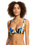 The Roxy Womens Color Jam Underwire D Cup Bikini Top in Anthracite Flower Jammin