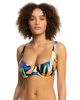 The Roxy Womens Color Jam Underwire D Cup Bikini Top in Anthracite Flower Jammin