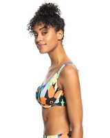 The Roxy Womens Color Jam Underwire D Cup Bikini Top in Anthracite Flower Jammin