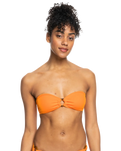 The Roxy Womens Color Jam Bandeau Bikini Top in Tangelo