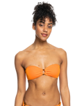 The Roxy Womens Color Jam Bandeau Bikini Top in Tangelo