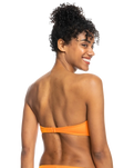 The Roxy Womens Color Jam Bandeau Bikini Top in Tangelo