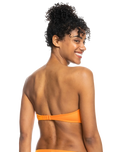 The Roxy Womens Color Jam Bandeau Bikini Top in Tangelo